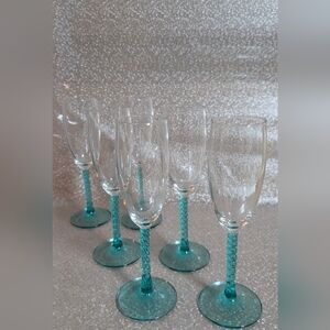 Luminarc turquoise twisted stem champagne glass